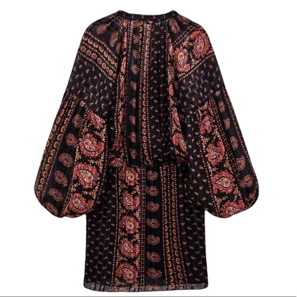 Zara Paisley Print Boho Blouson Mini Dress NWT - Picture 8 of 11